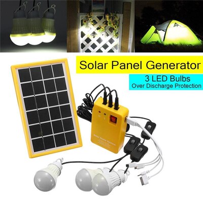 Solar Light USB Charger Home System Solar Power Panel Genera