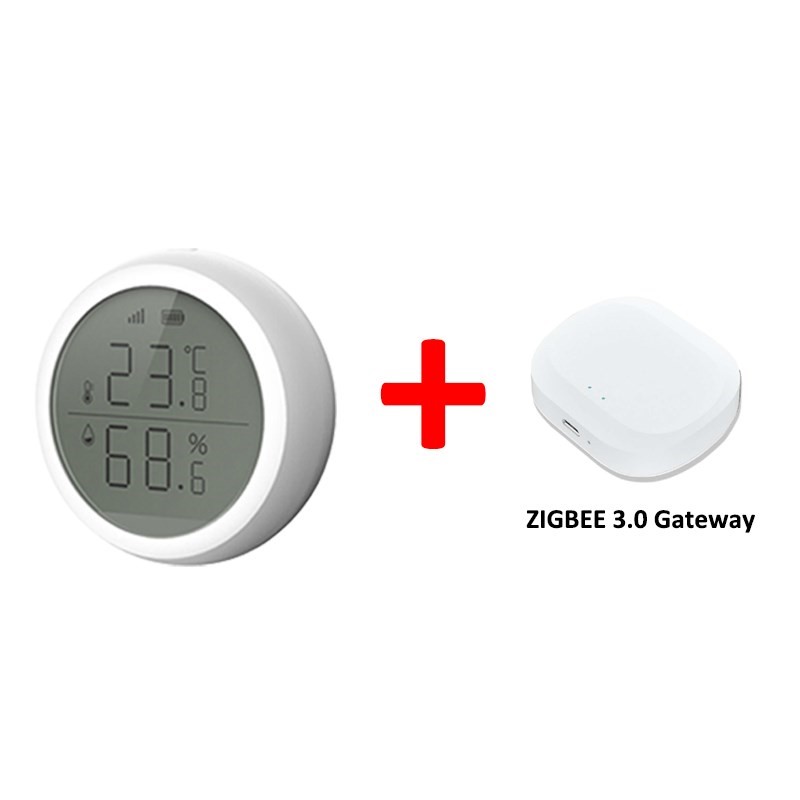 ZigBee Smart Temperature And Humidity Sensor LED Screen Ther
