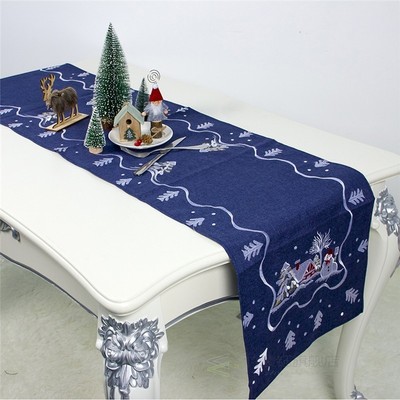 Christmas Table Flag Santa Claus Table Runner Cloth Embroide