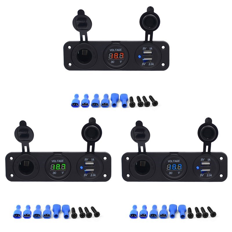 3 In 1 12V Waterproof 2.1A Dual USB Port Charger Car Boat Mo