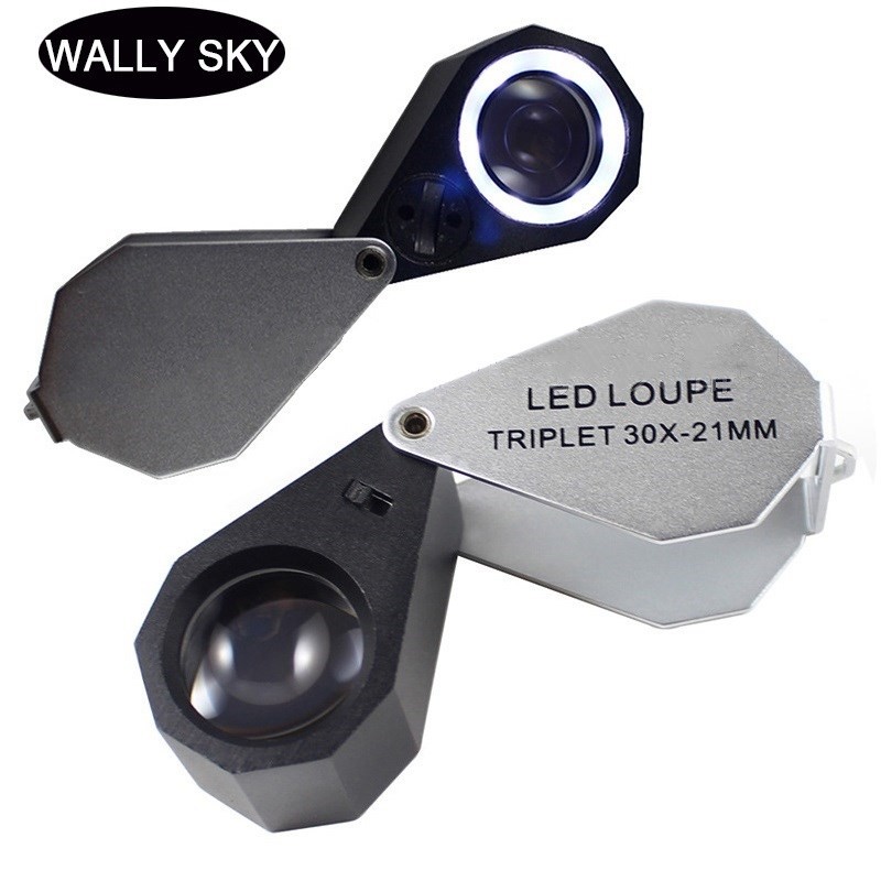 LED Folding Jewelry Loupe Triplet Illuminated Optical Glass