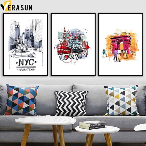 New York Paris Italy Rome London City Landscape Wall Art Ca