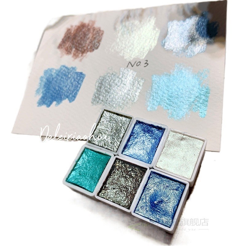Handmade 36 Colors Metallic Solid Watercolor Paint Blooming
