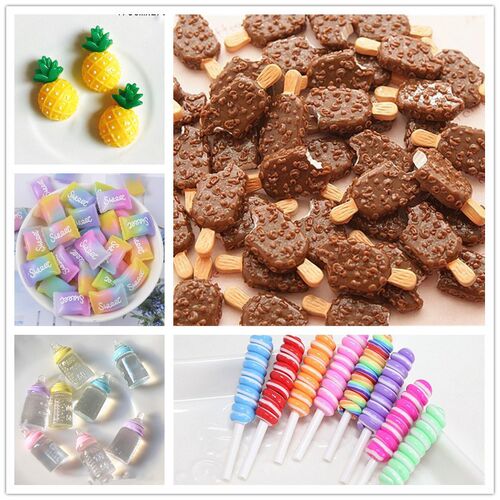 5 Pcs Mini Candy Ice Cream Cute Cartoon Toy for Slime Clay C
