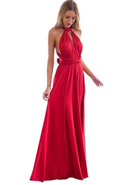 Sexy Women Multiway Wrap Convertible Boho Maxi Club Red Dres