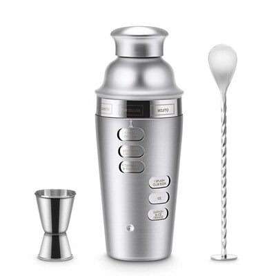Cocktail Shaker Stainless Steel 24Oz Bar Set Kit 3Pcs Cockta