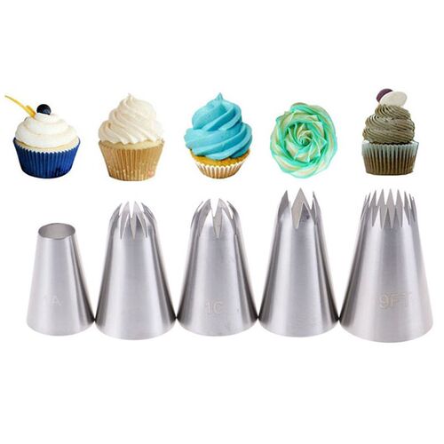 5pcs/Set Pastry Icing Piping Nozzles Stainless Steel Decorat