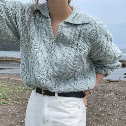 Alien Kitty Retro Women Sweater Pullovers Knitted Casual Sol