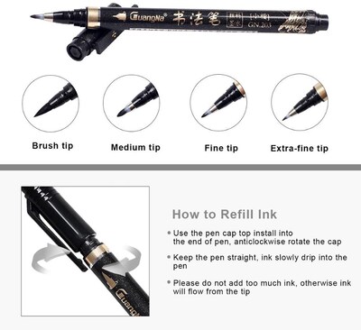 Calligraphy Pen - Reastar 6 Pcs Black Brush Marker Pen Hand