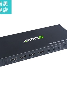 AIMOS 2-Port DVI KVM Switch with Audio Support 4K60HZ Resolu