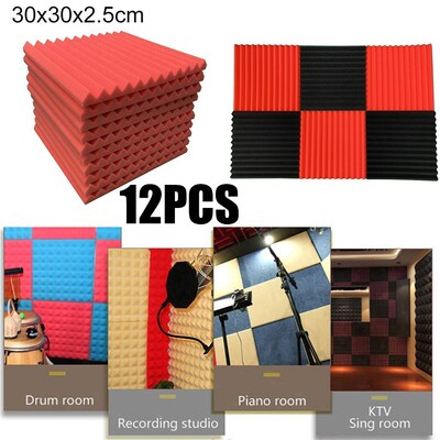 2020 New 12Pcs Acoustic Foam Panel Sound Stop Absorption Spo
