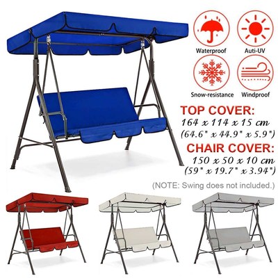 3 Seat Garden Swing Chair Cover +Top Cover Polyester Set Wat