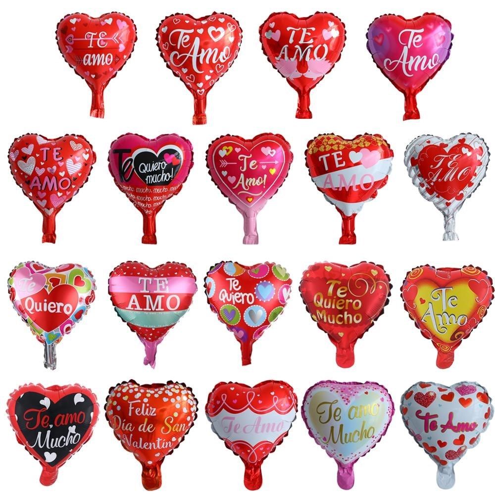 10/30pcs/lot 10inch spanish te amo heart aluminium foil bal