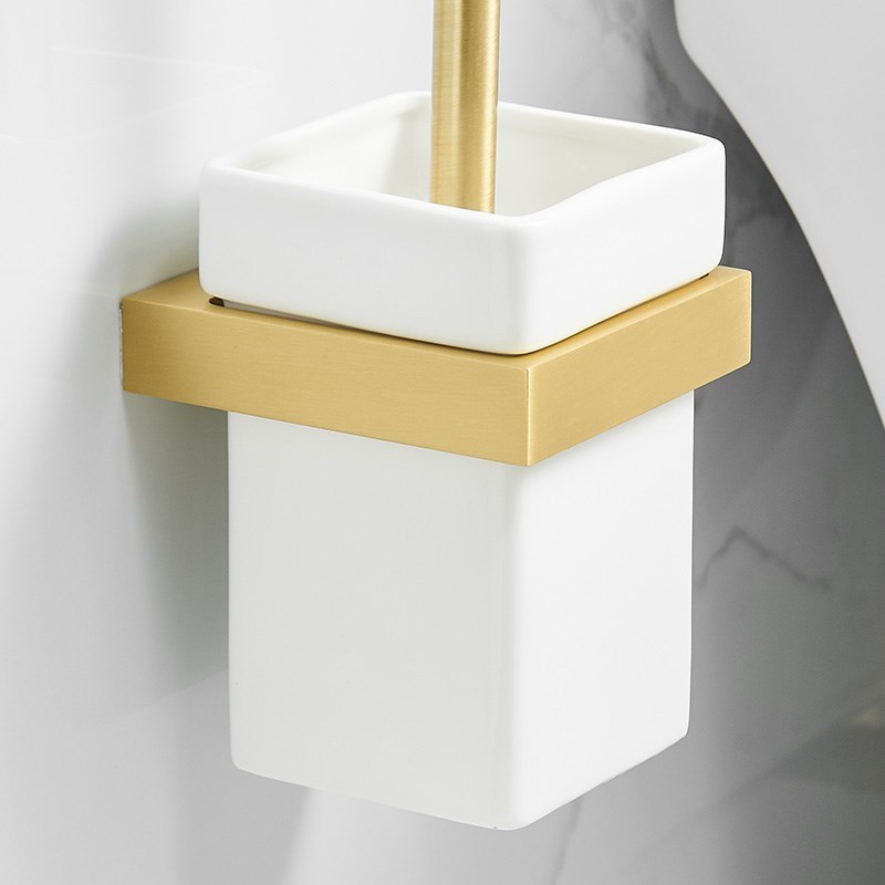 bathroom toilet brush holder space aluminum brushed gold toi