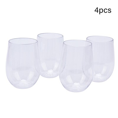 4 Pcs Wine Glass Shatterproof Plastic Unbreakable Safe Red W