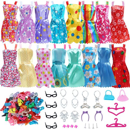 42 Item/Set Doll Accessories = 10Pcs Shoes + 8 Necklace 4 Gl