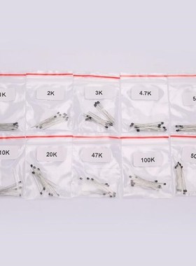 100pcs=10value*10pcs NTC Thermistor Resistor Kit 1K 2K 3K 4