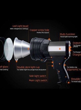 Super bright LED Portable Spotlights Flashlight searchlight