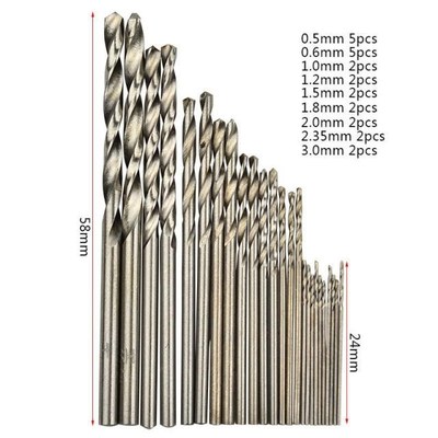 25 PCS Tool Shop HIGH-SPEED STEEL MINI DRILL BIT SET Small F