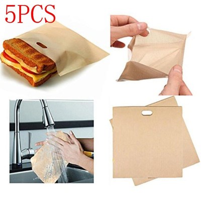 5 pcs/set Reusable Toaster Bag Non Stick Bread Bag Sandwich