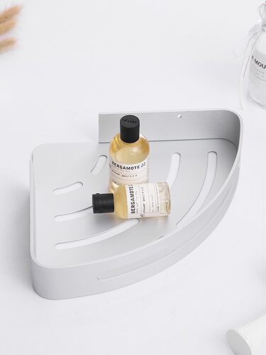 Silver Shower Caddy Bathroom Triangle Shelf Wall Mount Space