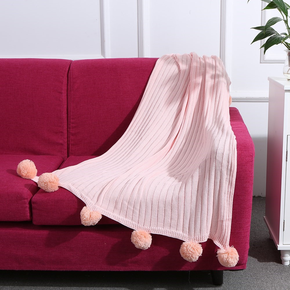 Knitted Blanket Cotton Hypoallergenic Striped Knitted Blanke