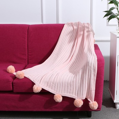 Knitted Blanket Cotton Hypoallergenic Striped Knitted Blanke