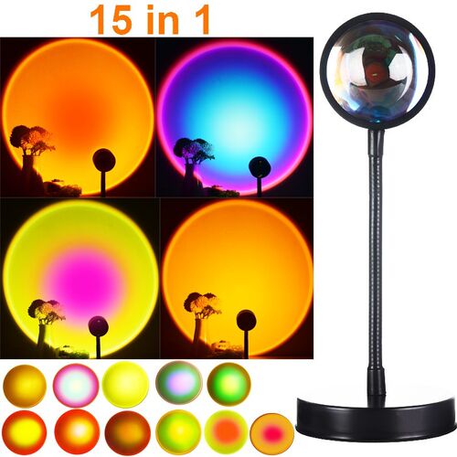 15 in 1  Rainbow Sunset  Lamp Led Projector Night Light Home