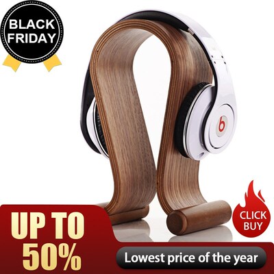 New SAMDI Walnut Birch Wooden Gaming Headset Stand Holder  L