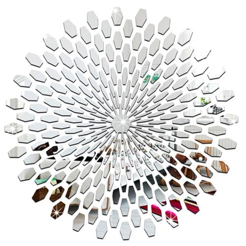 Round Mirror Effect Wall Sticker Acrylic Sunflower Mural Mir