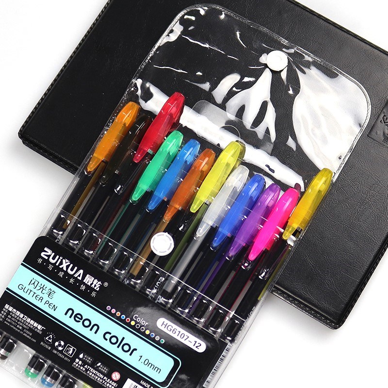 ZIXA Neon Color Metal Gel Pens 12/16/24/36/48 Colors Student