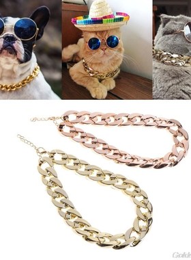 Pet Necklace Thick Gold Chain Plated Plastic Identified Safe