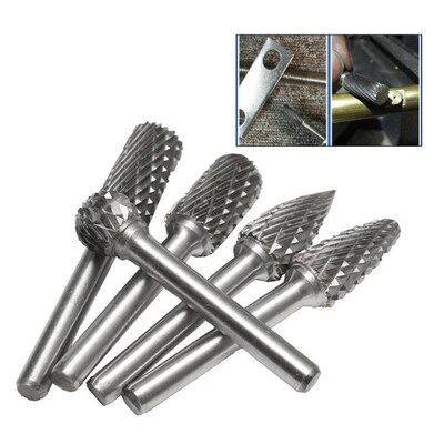 5pcs 6x12mm Double Lines Rotary File Burr Tungsten Carbide R