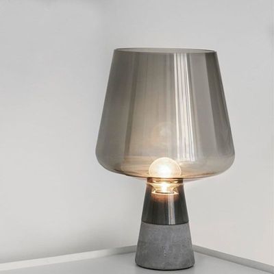 Modern Smoke Grey Industrial Table Lamp Bedroom Bedside Conc