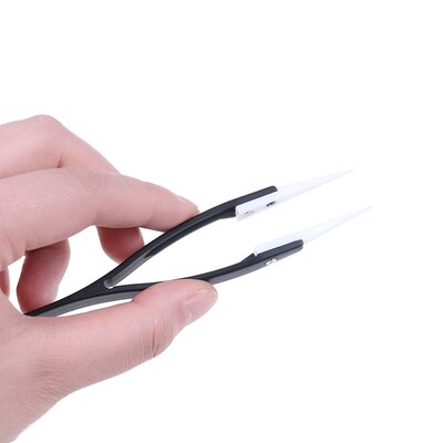 1pc  130x10mm Anti-acid Ceramic Tipped Plastic Tweezer Fine
