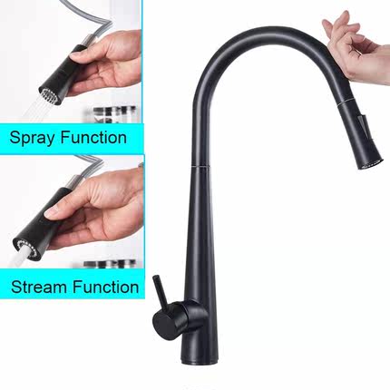 Pull Out Sensor Black Kitchen Faucet Sensitive Touch Control