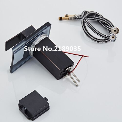 Three Colours LED Light Glass Waterfall Basin Faucet for Bat