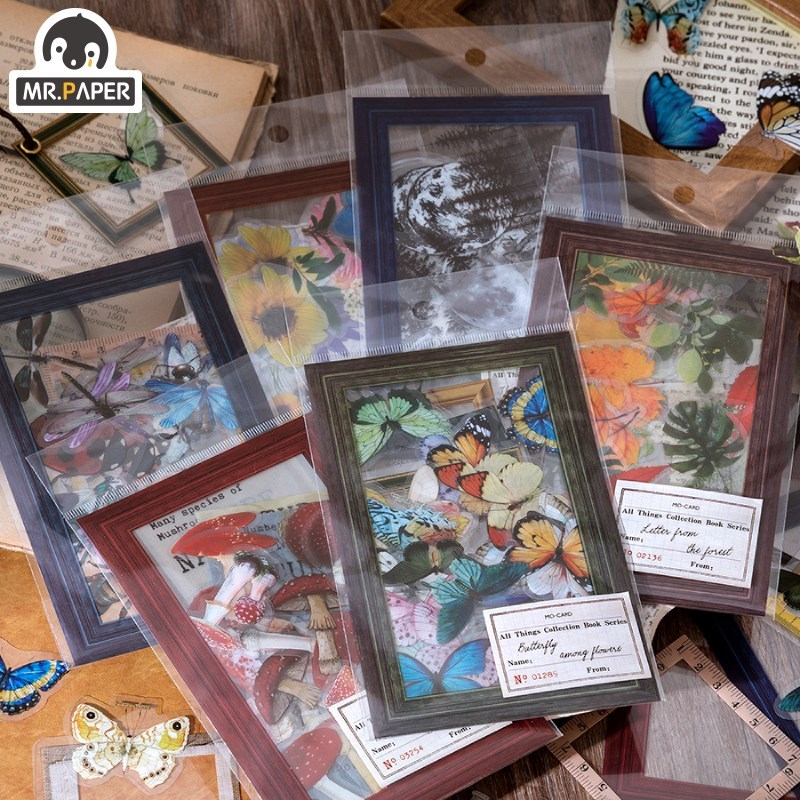 Mr.paper 45 Pcs 6 Designs Butterfly Mushroom Flower Planet