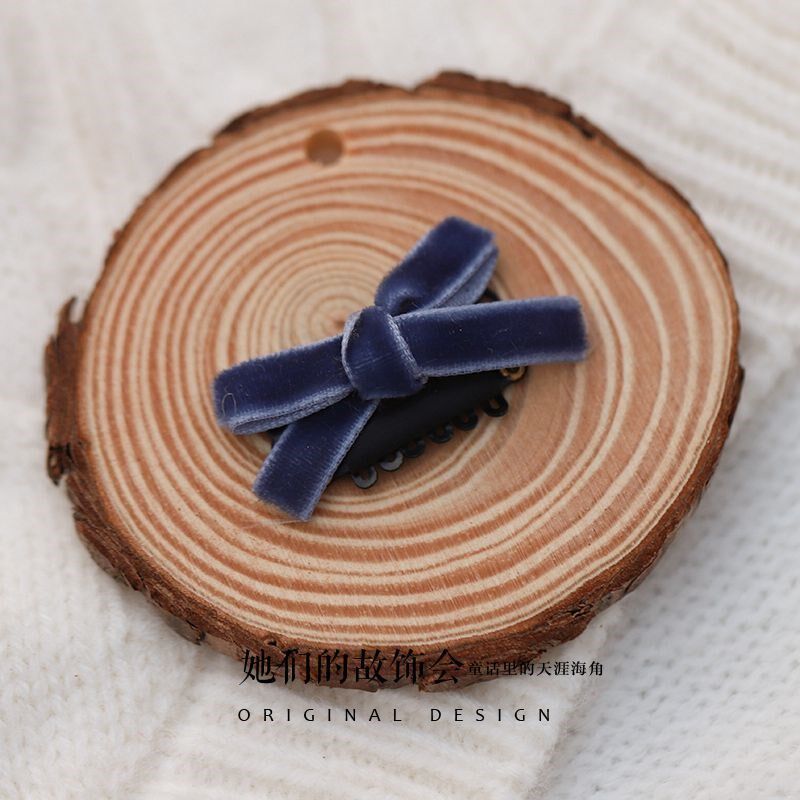 mini japanese velvet curl hair ornament with small bow edge