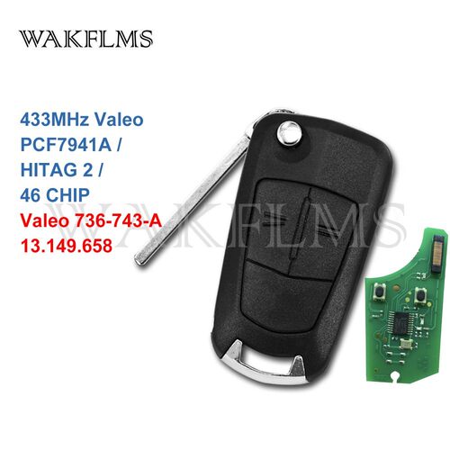 2 Buttons 433MHz PCF7941A Remote Flip Key Fob For Vauxhall A