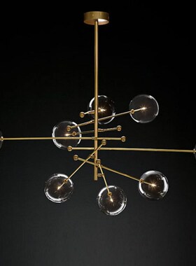 American RH Gold / Black Metal G4 Led Chandelier Clear Glass