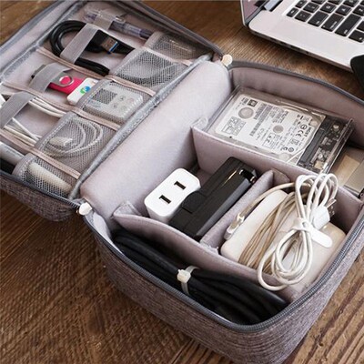 A Electronic Accessories Cable USB Drive Organizer Bag Port