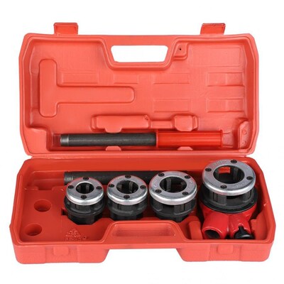 4 Dies Manual Plumber Pipe Threading Kit 1/2