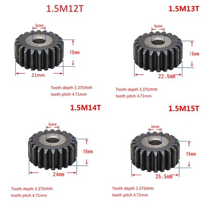 1PCS 45# Steel 1.5 Modulus 12T-27T Spur Gear Pinion/Metal Ge
