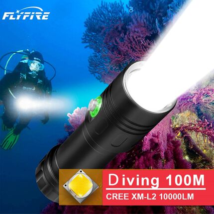 100M DIVING FLASHLIGHT LED TORCH UNDERWATER LAMP RECHARGEAB