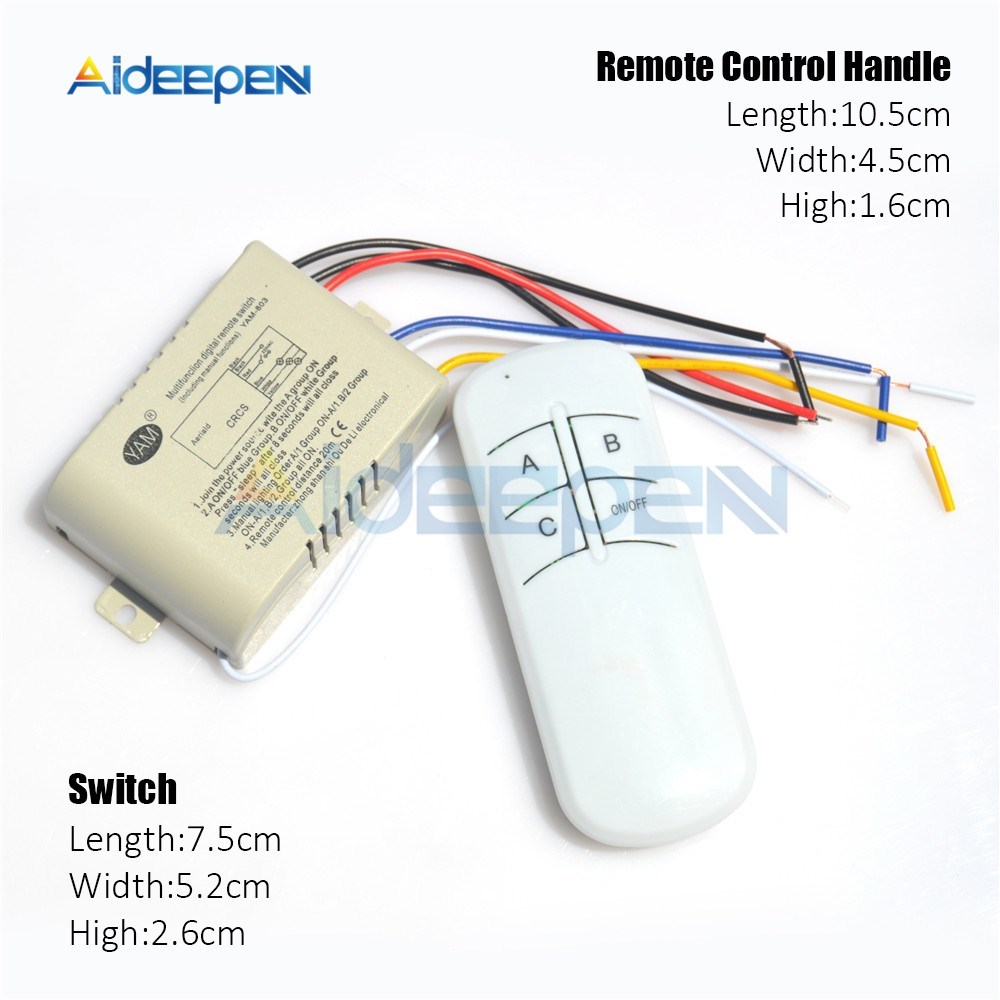 3 Way Led Lamp Light Wireless Switch Wall Remote Control