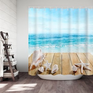 Waterproof Shower Curtain Bath-Decor Fabric Sea-Turtle Washa