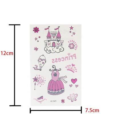 Castle Design Cartoon Crystal Tattoo Sticker Princess Dress