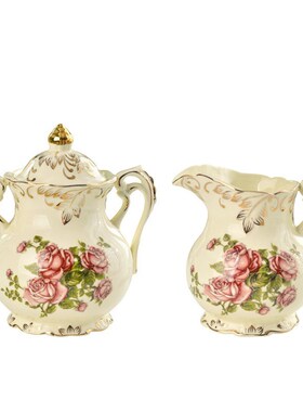 Yolife 350 ml Ivory Porcelain Sugar Bowl Ceramic Milk Jug Fo