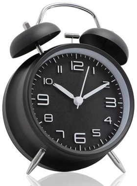 4 inch Twin Bell Alarm Clock Metal Frame 3D Dial with Backli